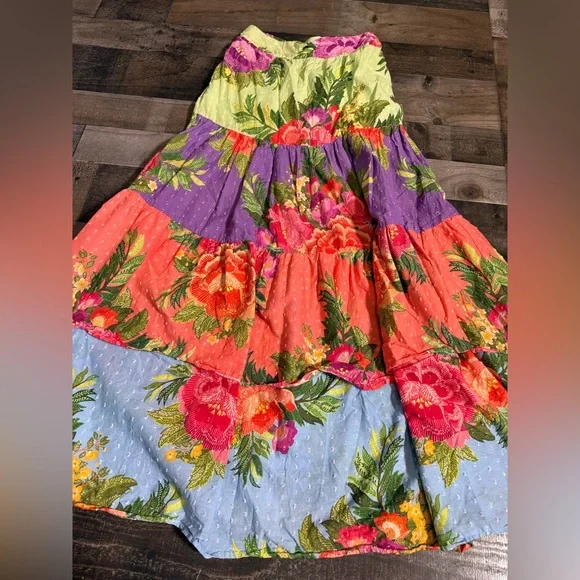 Anthropologie Farm Rio Tiered Floral‎ Maxi Skirt- Small